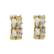 Vintage Chain Leather Statement Hoop Earrings